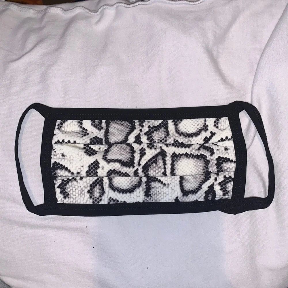 White Snake print cotton face mask